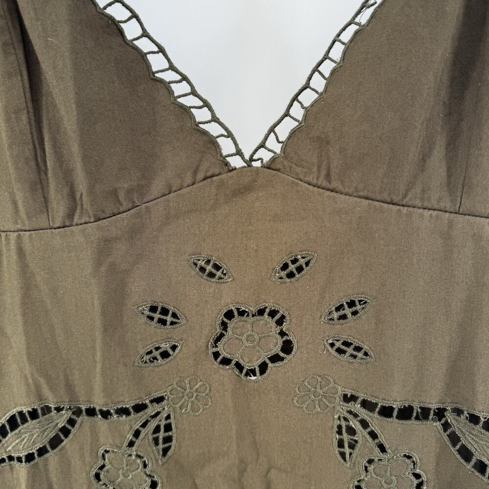 Embroidered Sun Dress Anthropologie Brown Eyelet Cutouts Medium NWT MSRP $138 - Picture 3 of 16
